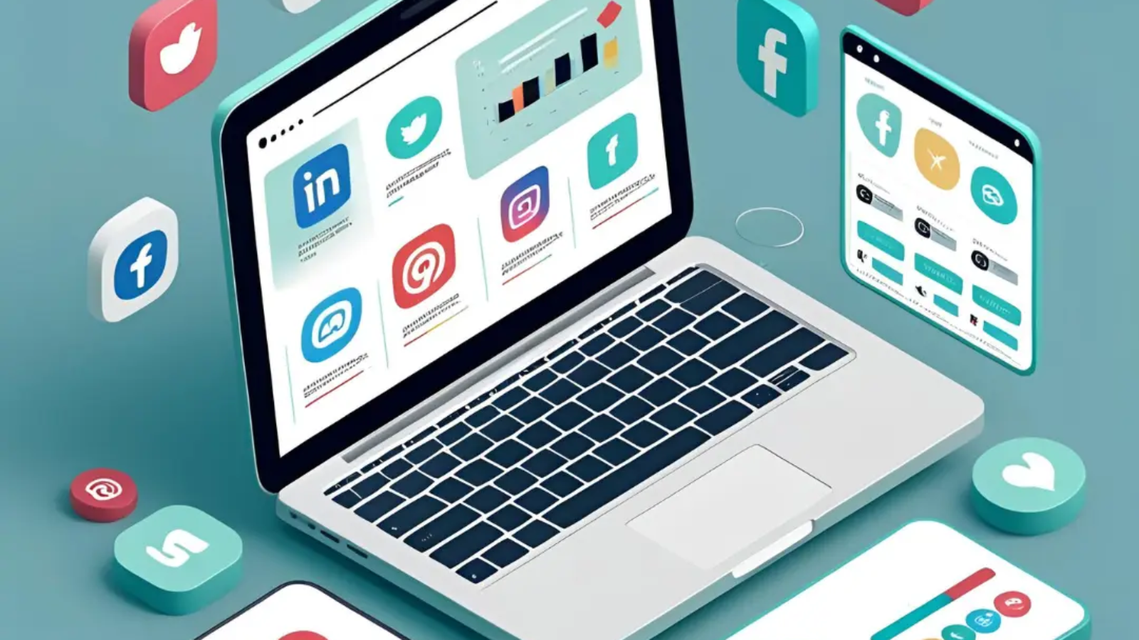 Media Sure digital marketing agency illustration showing branding, SEO, ads, and website design services.