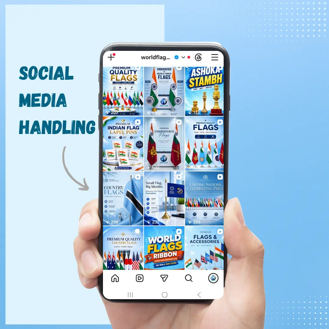 Social media management portfolio displaying an Instagram business account managed by Media Sure.